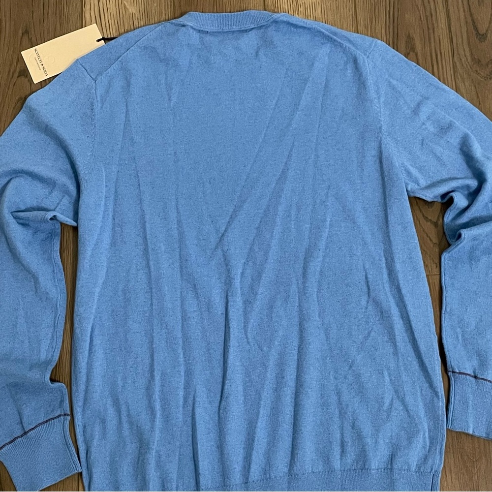 NEW Scotch & Soda Linen-Blend Regular Fit Crewneck Pullover in‎ Lake Blue - Picture 6 of 14
